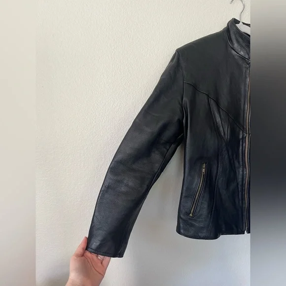 Motorcycle Apparel Industry Shaf Black Motorcycle Leather Jacket Men’s Size L - Picture 5 of 15